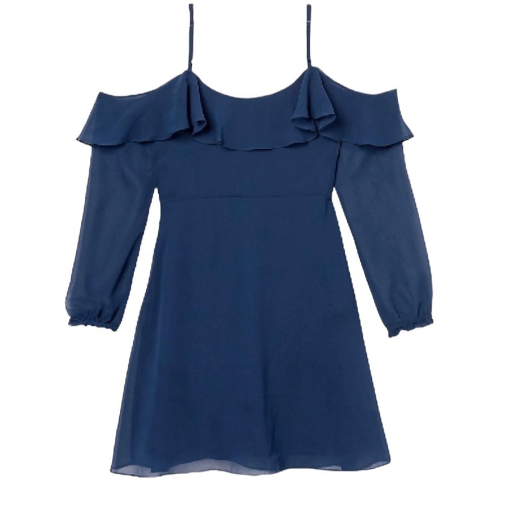 NWT Cupcakes and Cashmere Sundra Cold Shoulder Dress Women's Size 4 Blue Mini - Picture 2 of 11